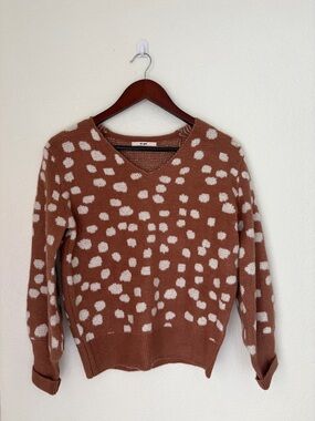 Ami Brown & Cream Spot V-Neck Sweater
